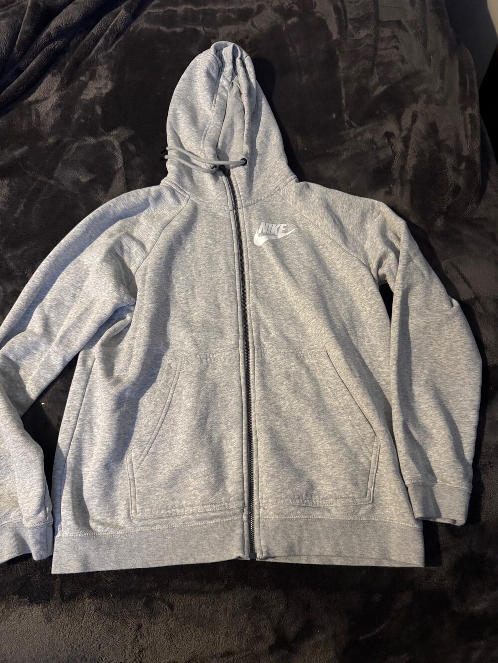 Nike Light Grey Full-Zip Hoodie size medium